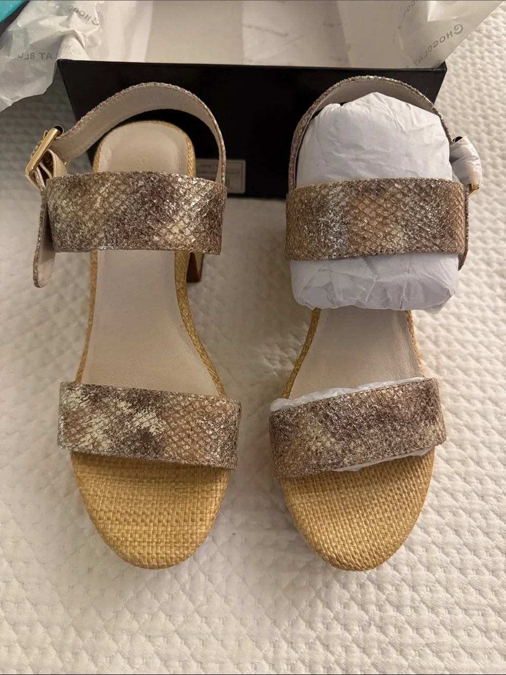 Chocolat Blu Grettel Platform Sandals In Tan Embossed Snake